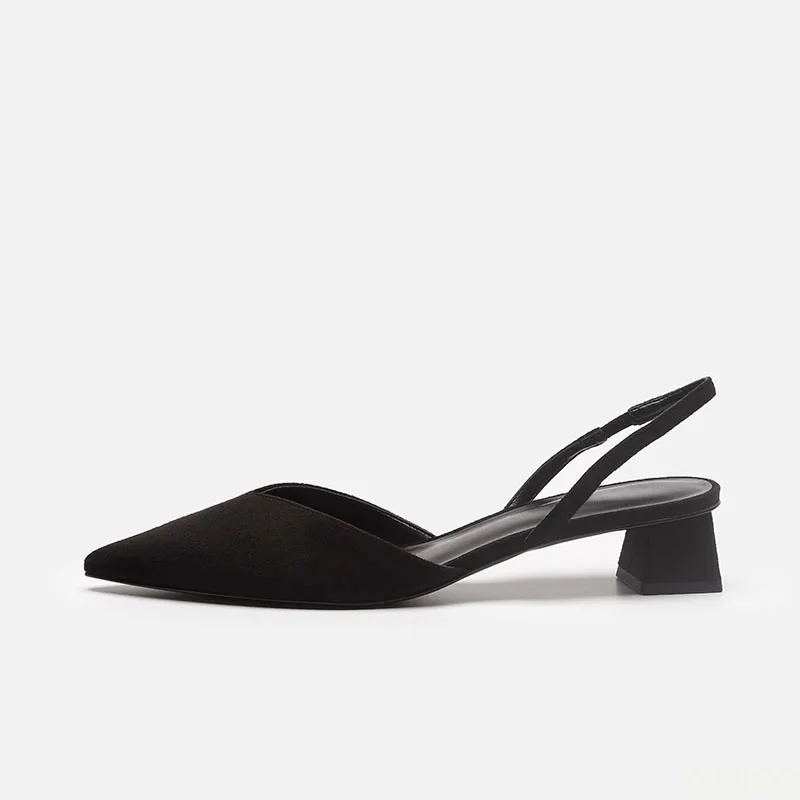 Baotou sandals women's 2023 new summer simple pointed square heel sandals women's high heel strap fashion women's single shoes