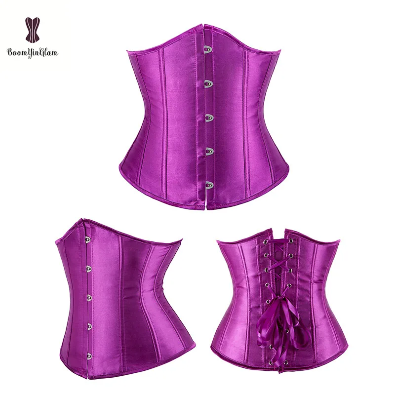 Kim Loại Chất Lượng Cao Busk Kẹp Sỉ Underbust Eo Corset Eo Thon Cinchers Phối Mối Ràng Buộc Satin Nịt 28335 #