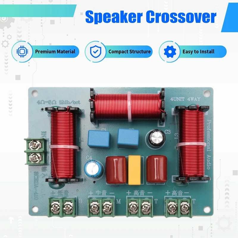 2X 200W Speaker Crossover Double Treble+Midrange+Bass 4 Way Speaker Audio Frequency Divider Home Theater Speaker Divider view 5