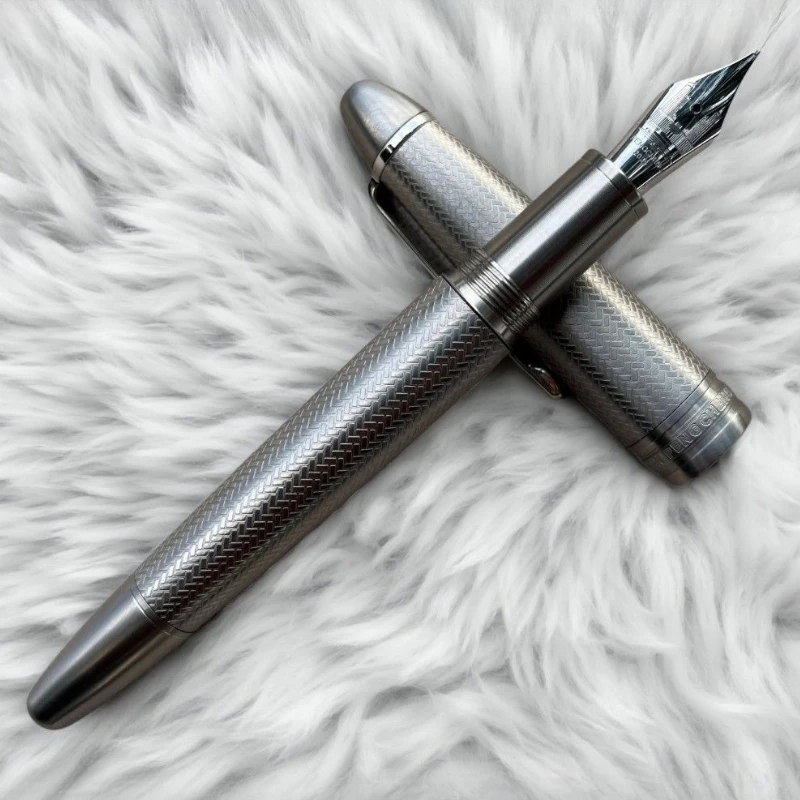 PENCHEN Fish Scale Pattern Luxurious Pure Titanium Alloy Pen Hand Polished Sharp F 0.5MM Business Collection Pen Writing Tool