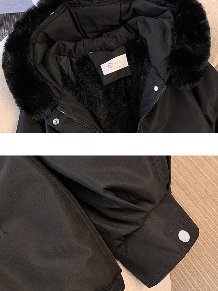 M-3XL giacca in pile con cappuccio di media lunghezza autunno inverno donna stile coreano collo Semi alto lanterna soprabito con cerniera a maniche lunghe