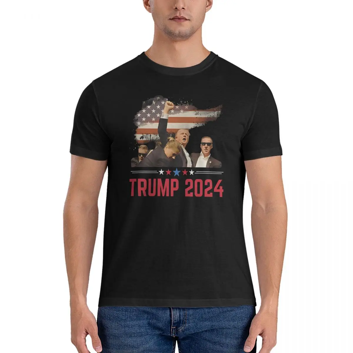 เสื้อทีเชิ้ต Trump Pennsylvania เสื้อยืด2024ใหม่ยิงคนแขนเสื้อสั้นเสื้อยืด100% 6XL ผ้าฝ้าย