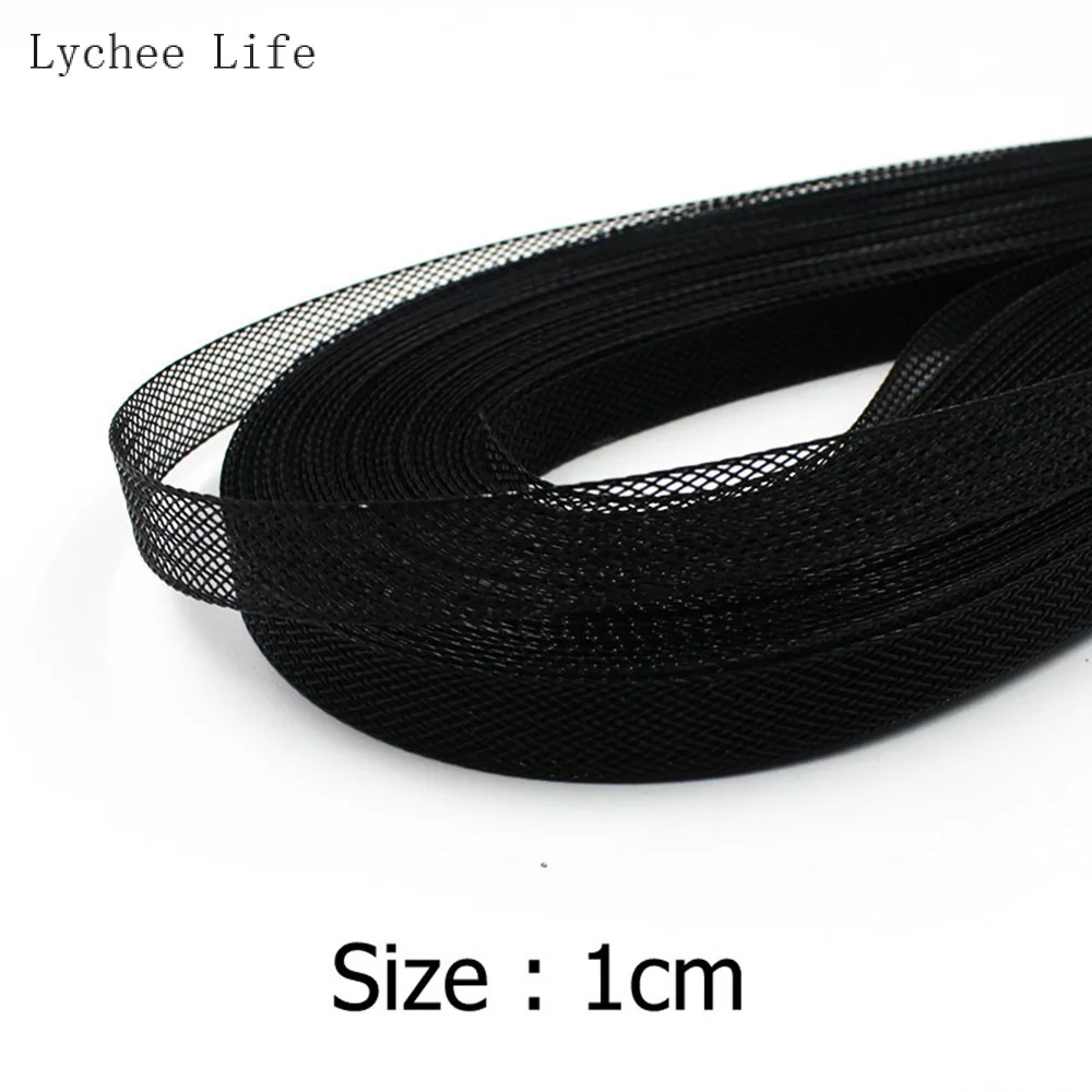 Lychee Life 1cmx10Yards Flat Plain Hard Stiff Rigid Crins Horsehair Braid Fabric For Women Wedding Dress Diy Sewing Supplies