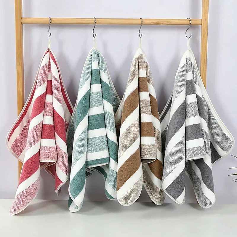 Thickened Absorbent Bath Towel Soft Face Towel For Home Striped Pattern Towel Set Soft Hand Towel Bath Towel Quick Drying Towel