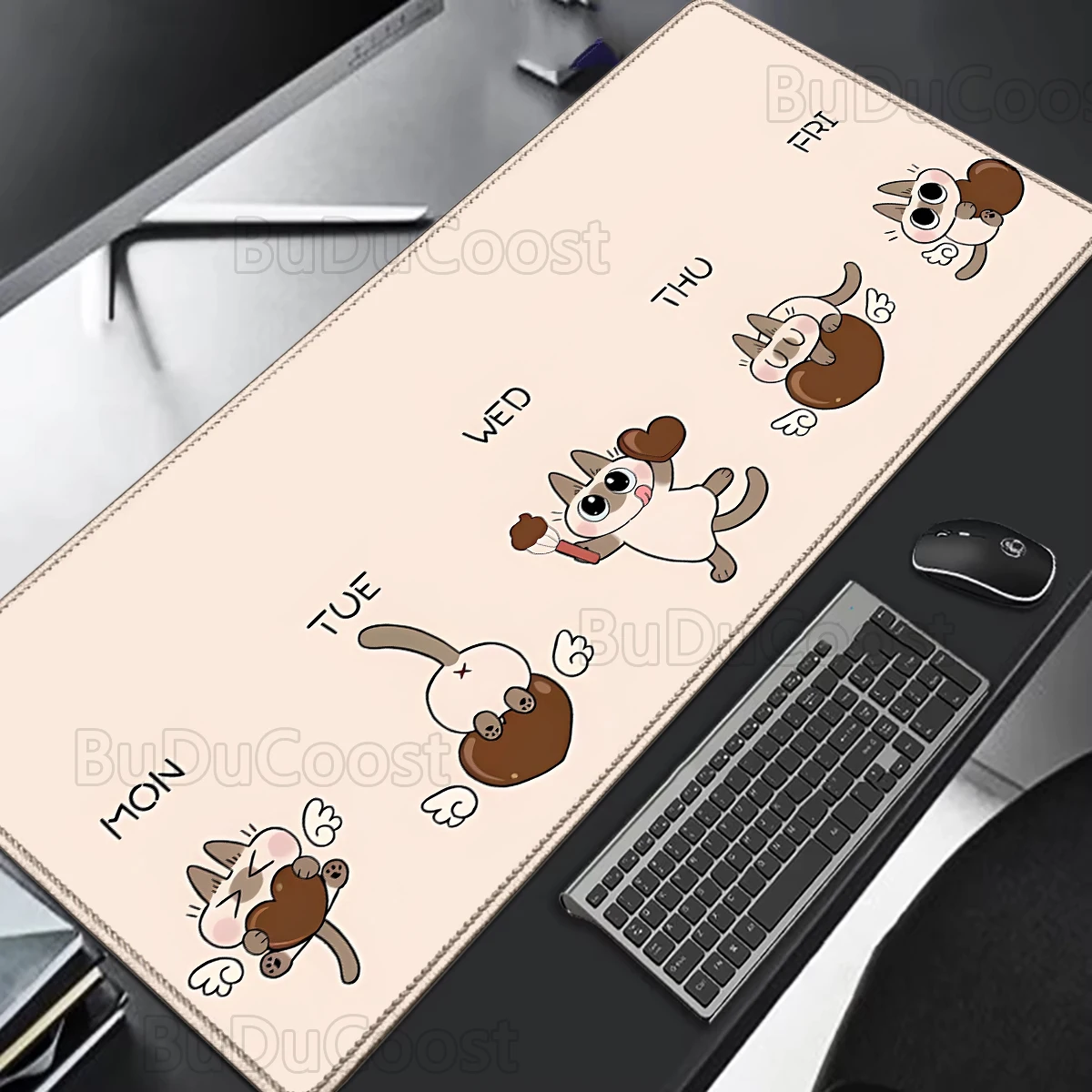 Hot selling item Siamese Cute Cat Bean 400x900mm Mousepad New Arrivals Large Gaming XXL Gamer Mouse mat Size For Keyboards Mats