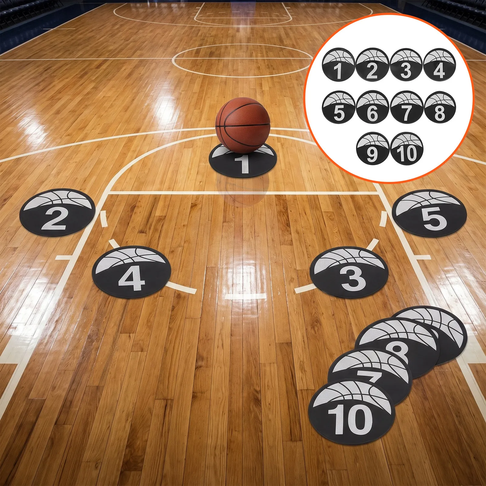 10pcs Numbered Spot Markers Basketball Soccer Training Discs With Number Anti-Slip Exercise Court Marker Dots For Agility Drills