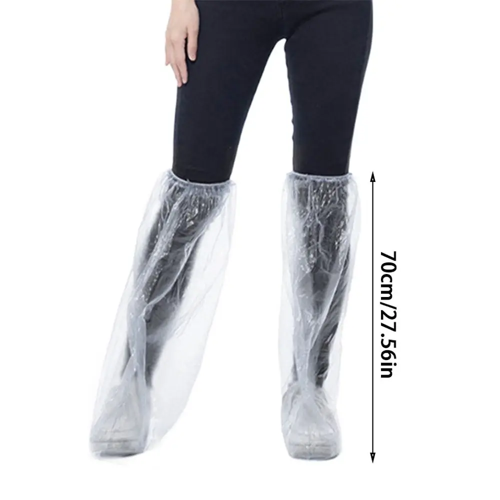 10Pcs Waterproof Rain Shoes Cover Transparent Thickened Disposable Shoe Cover with Rubber Band Non-slip Foot Cover Outdoor 6