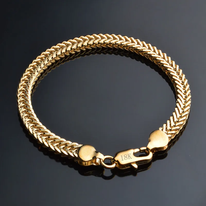 

Classic Shiny 18k Gold Snake Chain Bracelet Male Female Jewelry For Daily Party Travel Best popular Fast Shipping