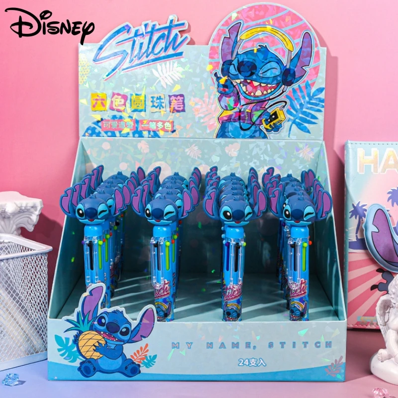 disney cartoon caneta esferografica lilo e stitch boneca caneta gel bonito estudante suprimentos artigos de papelaria atacado cores 24 pcs 01