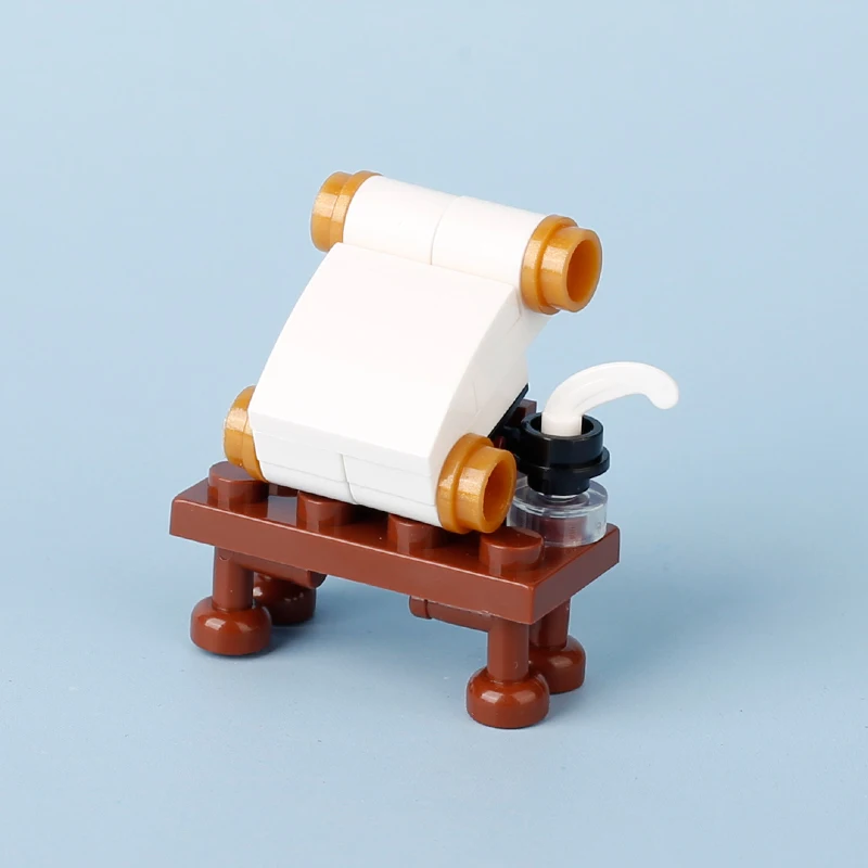 MOC Medieval Scrolls Cabinet Building Blocks Kit Bookcase Napoleonic Furniture Sheepskin Paper Parchment Bricks Toys Boys Gift