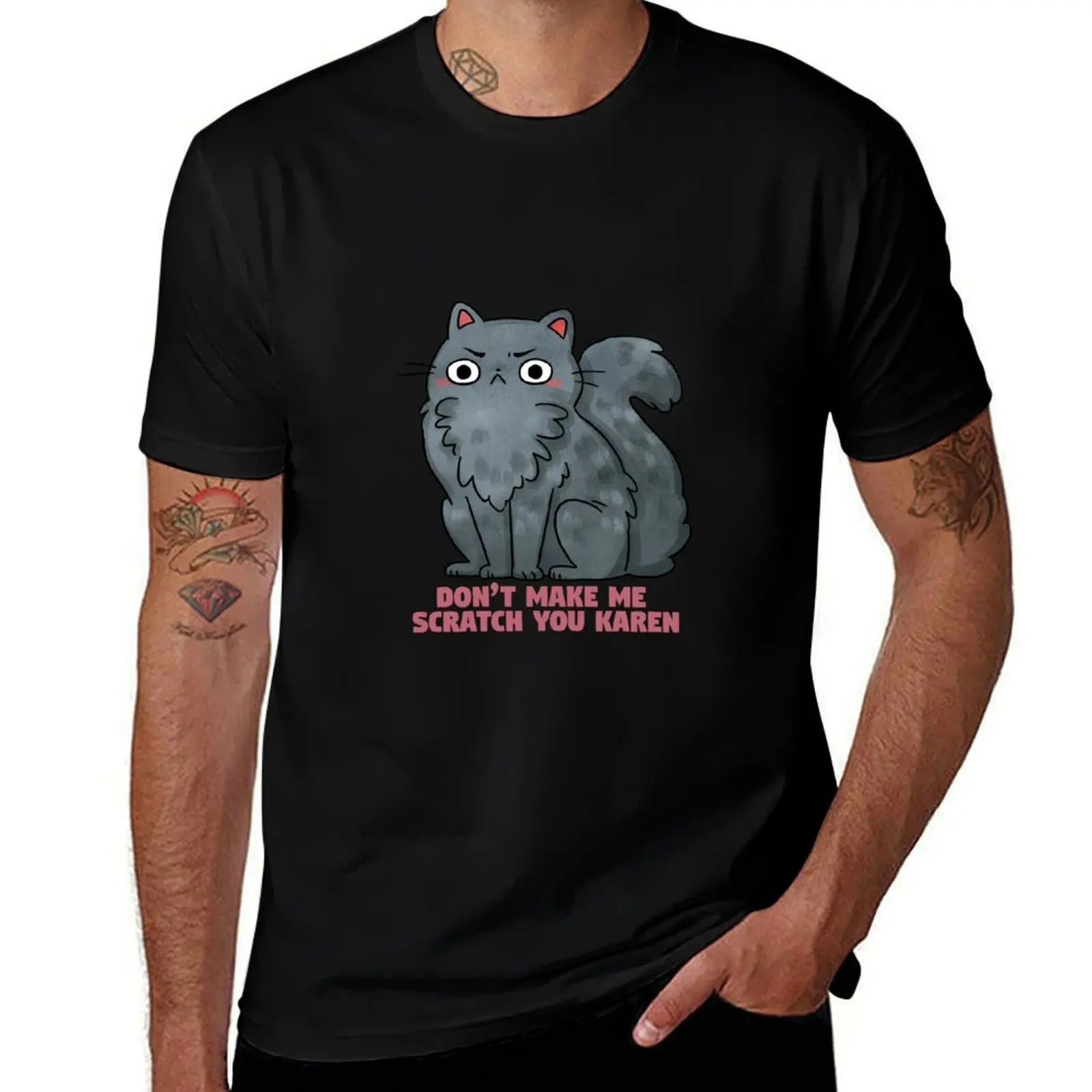 

Футболка Don't Make Me Scratch You Karen, синяя арховая графика, черные футболки с аниме для мужчин, упаковка