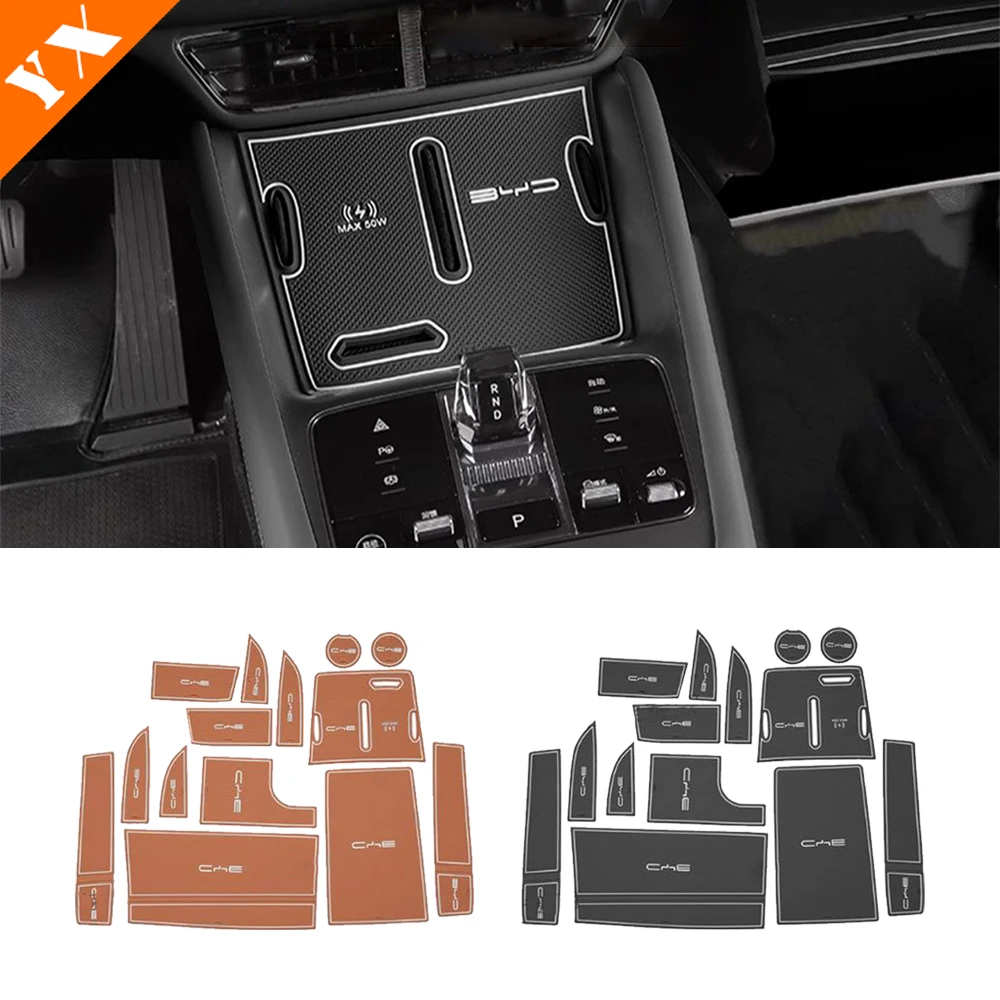 For BYD Sealion 7 Sea lion 07 2024-2025 Car Door Central Console Water Cup Storage Box Gate Groove Mat Non-slip Mats Silica Gel