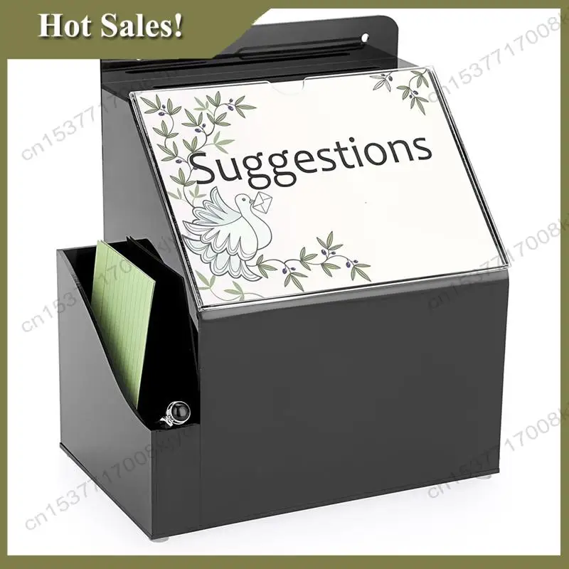 -A23G Acrylic Suggestion Box With Lock Wall Mounted Acrylic Donation Box With 5X7inch Sign Slot Office Ballot Boxes