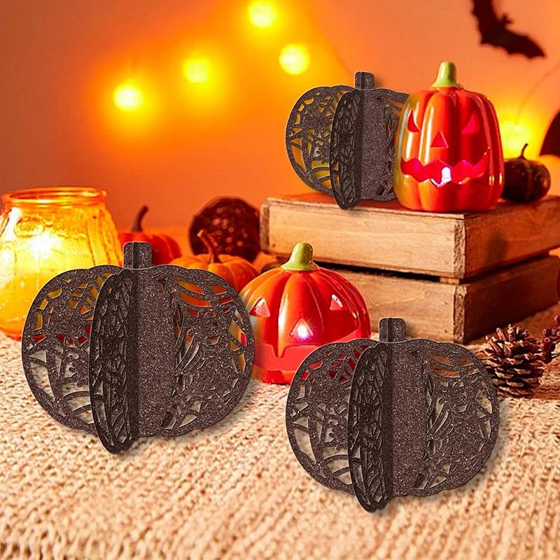 3Pcs Halloween Pumpkin Sparkling Paper Ornament Folding Paper Template Paper DIY Gift Decoration Halloween Pumpkin Decoration