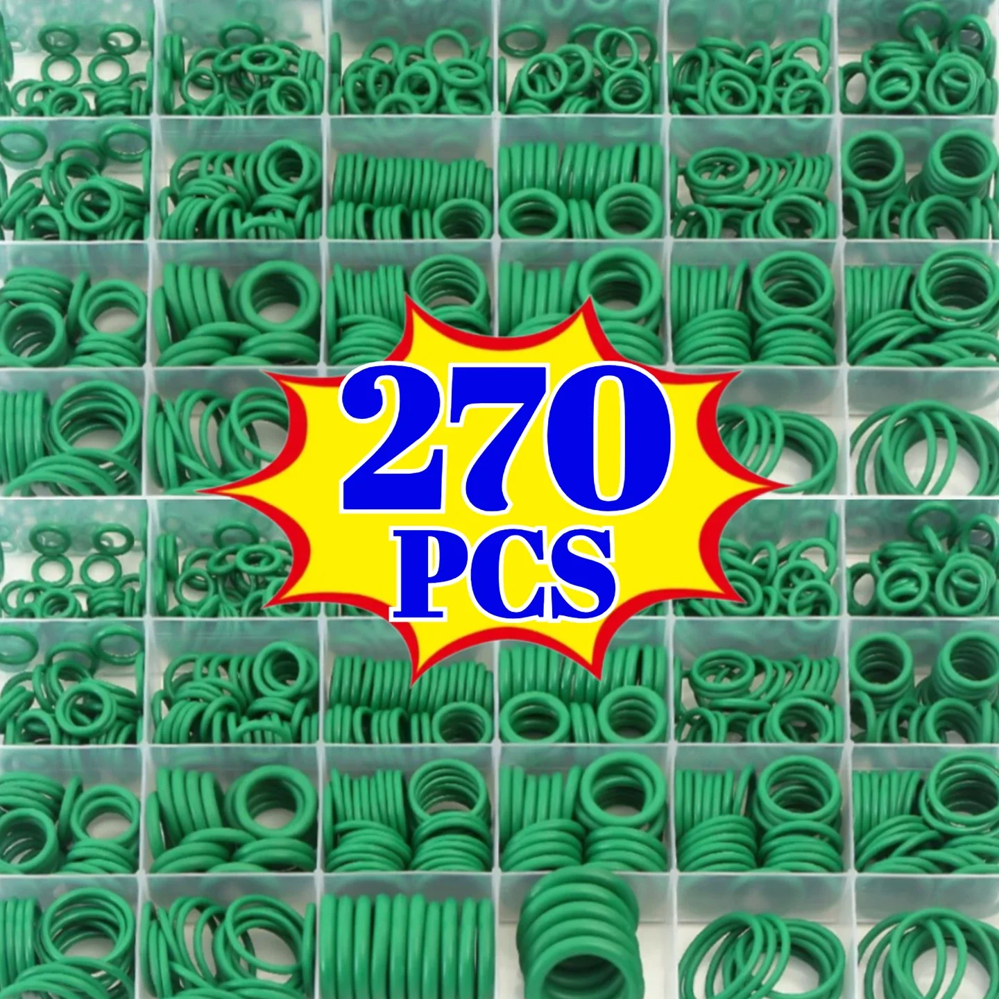 270-Piece Green Rubber O-Ring Kit, Universal Washers, Piping, and Industrial Applications, O-Ring Kit, Hydraulic Components