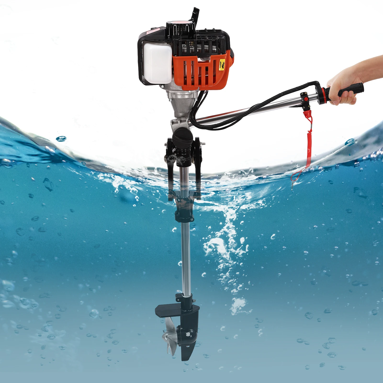 

52CC 2.5 HP 2 Stroke Outboard Motor with Air Cooling System,1.82KW 8500RPM, Short Shaft, for Small Boats Under 9.8ft