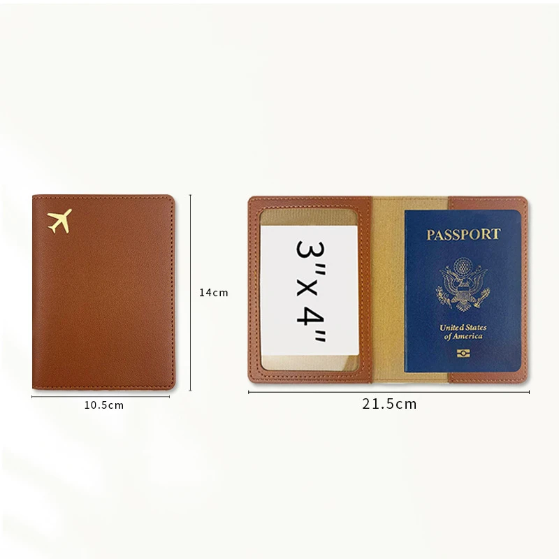 Multi-function Passport Protective Cover PU Leather Storage Bag Card Storage Bags Large Capacity Simple Aircraft Pattern Wallet