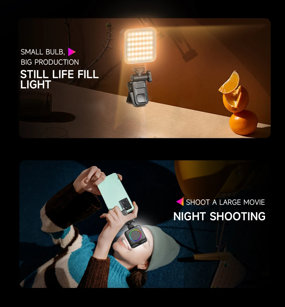 Bafang preenchimento mini led bolso luz de preenchimento lâmpada selfie com clipe luz do telefone vlogging kit de gravação de vídeo para câmera