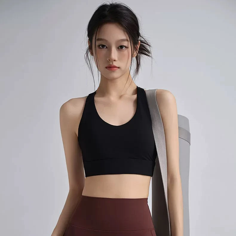 Nahtloser Sport-BH für Damen mit festem Brustpolster, stoßfest, für hochintensives Pilates-Training, Yoga, schöner Fitness-BH-Anzug – Detail 2