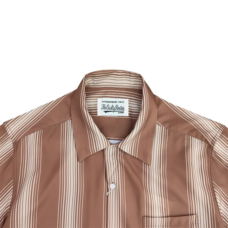 Best Quality Autumn Winter Men's Women's WACKO MARIA STRIPED OPEN COLLAR SHIRT Striped Hawaiian Long Sleeve Shirt