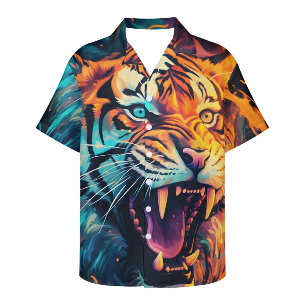 

Boutique Siberian Tiger Printed Shirt Men's Summer Fashion Top Men's Breathable Fashion Clothing Men's Casual Comfortable Shirt