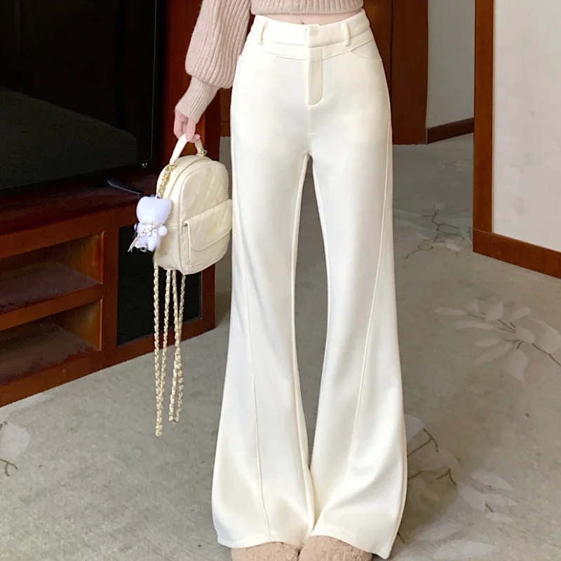 

Женские повседневные брюки Thiened Fce с высокой талией, подтягивающие ягодицы, весна-осень-зима, теплые эластичные брюки-клеш, корейский Sle