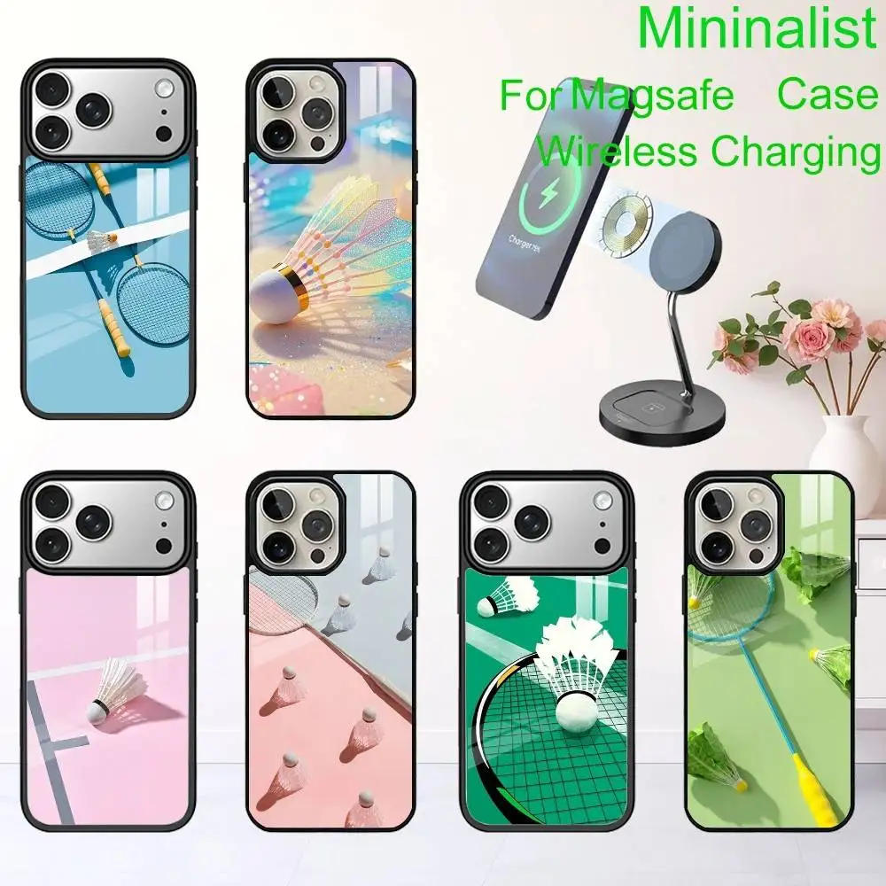 

Badminton Sport Phone Case For iPhone17,16,15,14,13 Plus,Pro Max Magnetic For Magsafe Wireless Charging