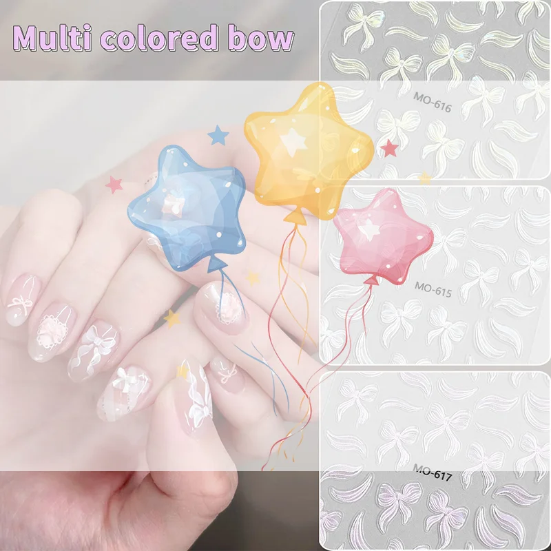 1 ورقة شريط أبيض القوس مسمار الفن ملصقات ذاتية اللصق إنهاء القوس الشريط مسمار الشارات DIY بها بنفسك مانيكير موضة ديكور