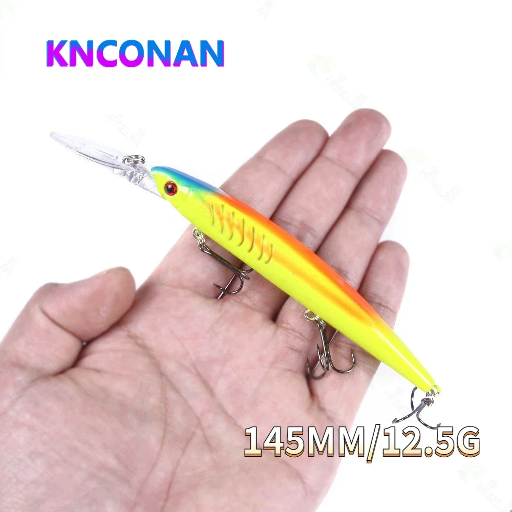 KNCONAN 145MM 12.5G Hard Minnow Fishing Lures Wobblers For Fising Freshwater Bass Tackle Tools Artificial Baits Isca Pesca