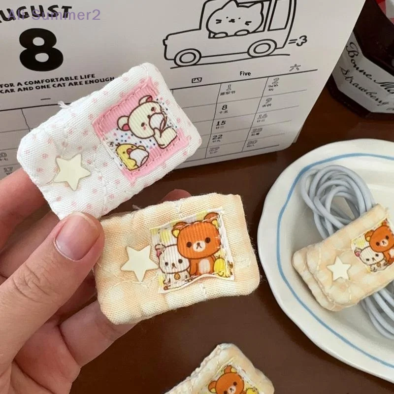 {CC22} Cartoon Bear Data Cable Cloth Storage Holder Cute Rilakkuma‌/Mashumaro Charging Cable Organizer Power Line Storage Tool image 6