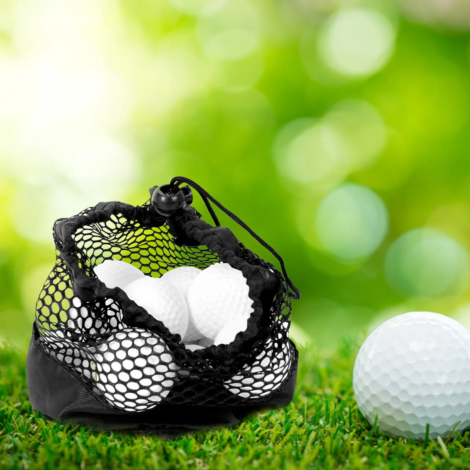 

2Pcs Nylon Mesh Ball Bag Golf Ball Pouch with Drawstring Secure Closure Lightweight Easy Carry for Sports Outdoor Activities