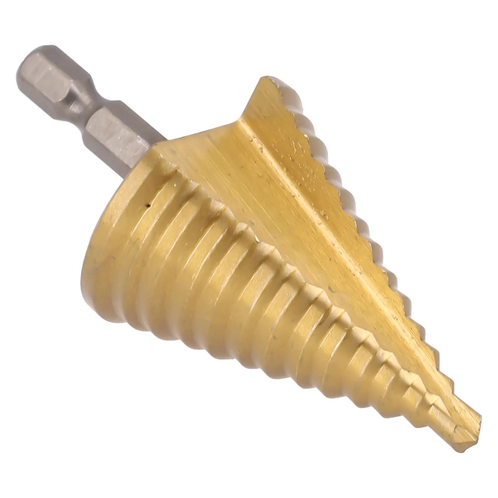 Spiral Grooved Drill Bit 5-35mm HSS Titanium Core Step Drill Tool 13 Steps Multiple Hole Cone Drill Bit Hex Handle Cut Hole Tool