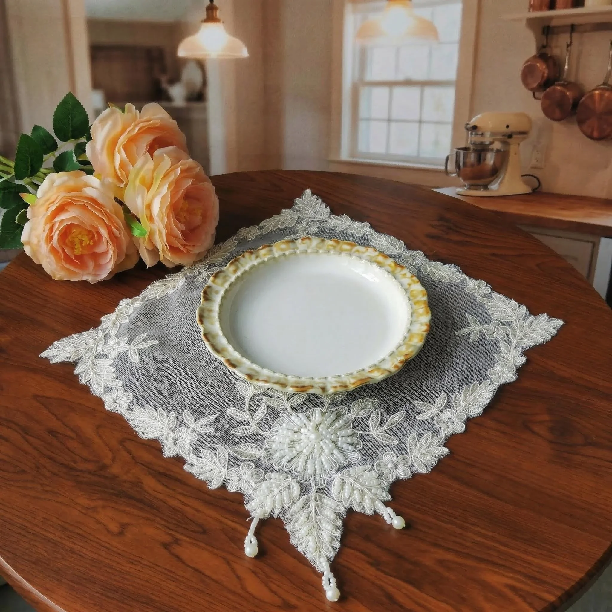4/6/8/10pcs Placemat Set Washable Placemats Wedding Lace Leaf Table Mat Elegant Plates Mats Lace Table Napkin Easter Decorations