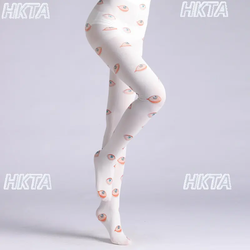 

Punk Cool Sweet Stockings Oil Painting Hand-painted Eye Printing Pantyhose Catwalk Cos Stockings Summer Jk Girls Bottom Socks