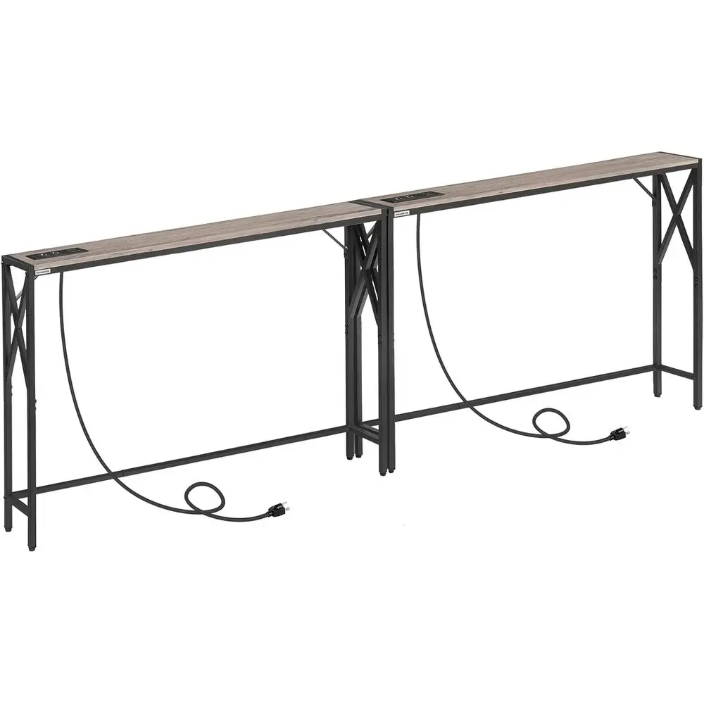 

78.7'' Narrow Soa Table with Charging Station, 2 Pack Skinny ole Table, Slim Entryway Hallway Couch Table, or Entrance