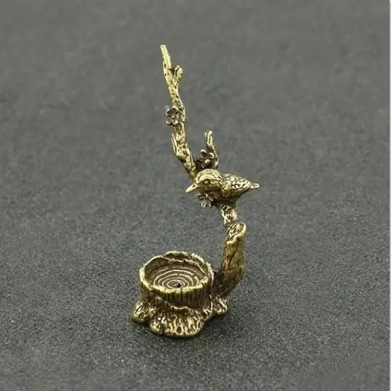 Antique Copper Magpie Plum Tree Branch Ornaments Creative Animal Stump Incense Burner Home Office Desk Decorations Accessories