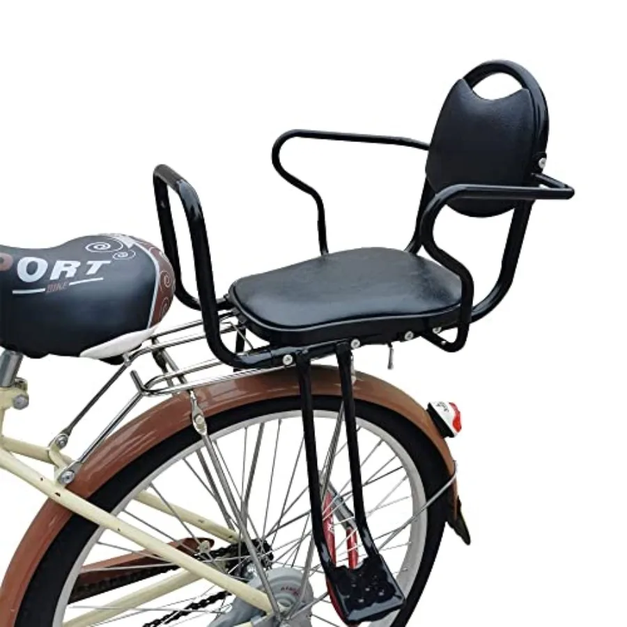 

Rear Kid's Bike seatRear Child Bike seat Rear Mount Bike seat with Armrests Pedals and Harness for Most Adult Bike Ages 2 to 8