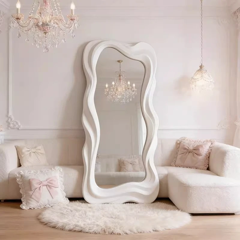 cream style Alien full body mirror room decoration Home decor Modern Minimalism full-length mirror espejos para pared furniture