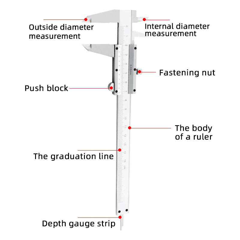 Carbon Steel Vernier Caliper 0-150mm 0-200mm 0-300mm Locking Screw Vernier Caliper Stainless Steel by BeBosLook