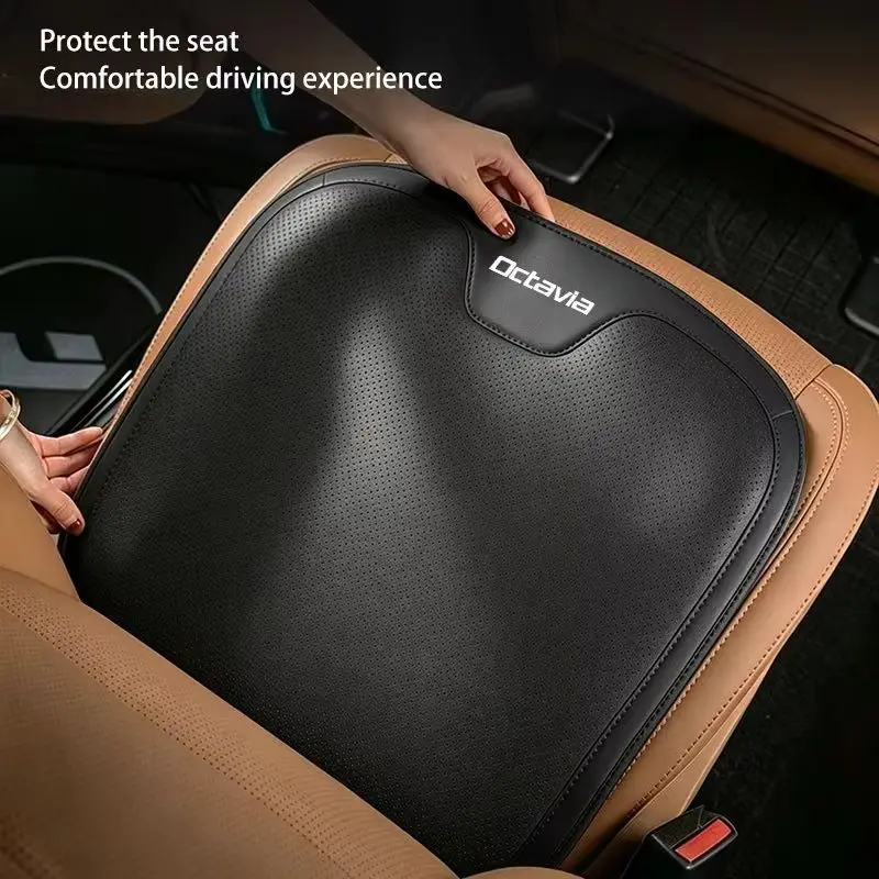 Leather Car Seat Cover Breathable Non-slip Front Seat Cushion Protector Mat for Skoda Octavia 2 3 RS VRS Tour MK1 MK3 Chair Pad