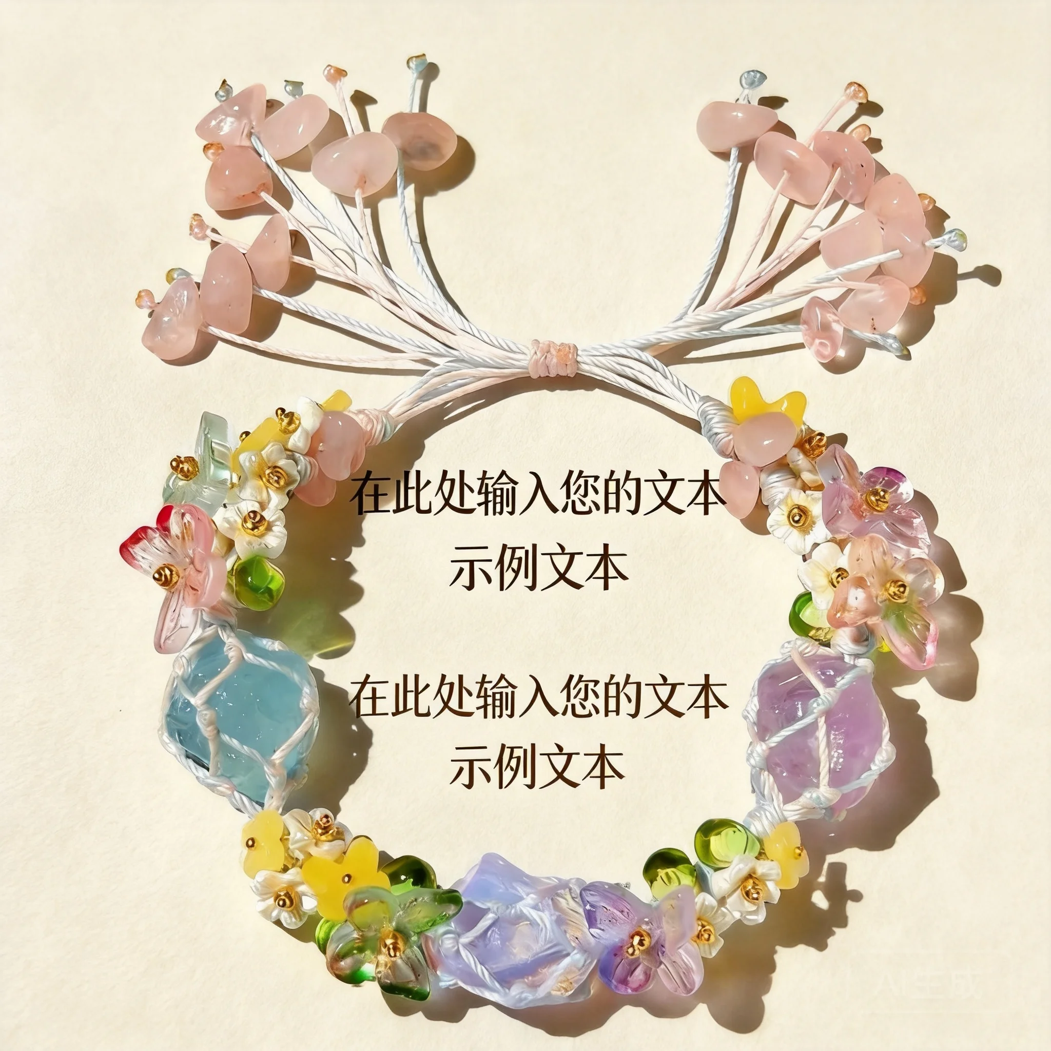 Chinese Style Lucky Blessing Handmade Macrame Bracelet For Women Multicolor Floral Crystal Stone Adjustable Braided Cord Spiritu