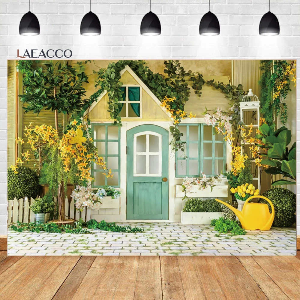 Laeacco Rural Wood House Village Porch Yard Photo Backdrop Baby Shower Cake Smash Kids Birthday Portrait Photography Background