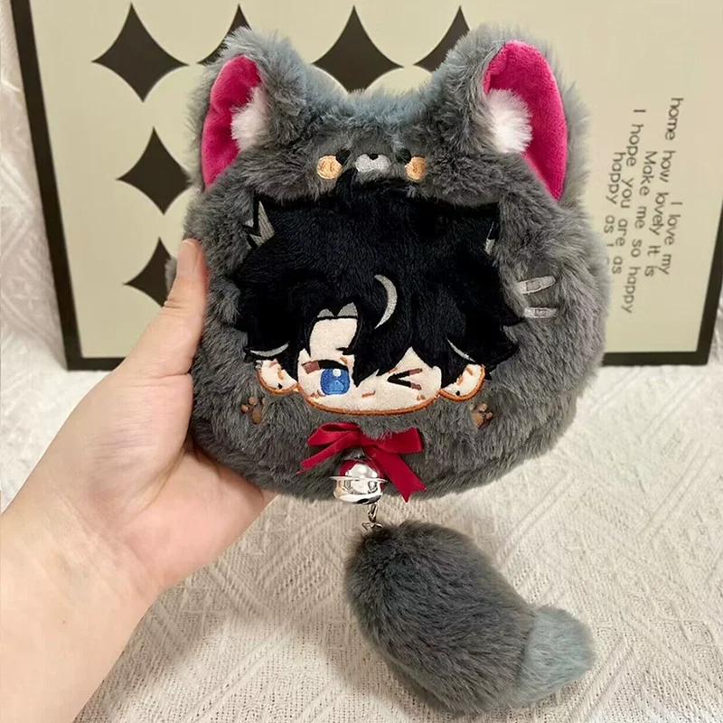 

15cm Game Genshin Impact Wriothesley Cute Cartoon Plush Coin Purse Wallets Anime Plush Doll Headset Storage Bag Cosplay Gift