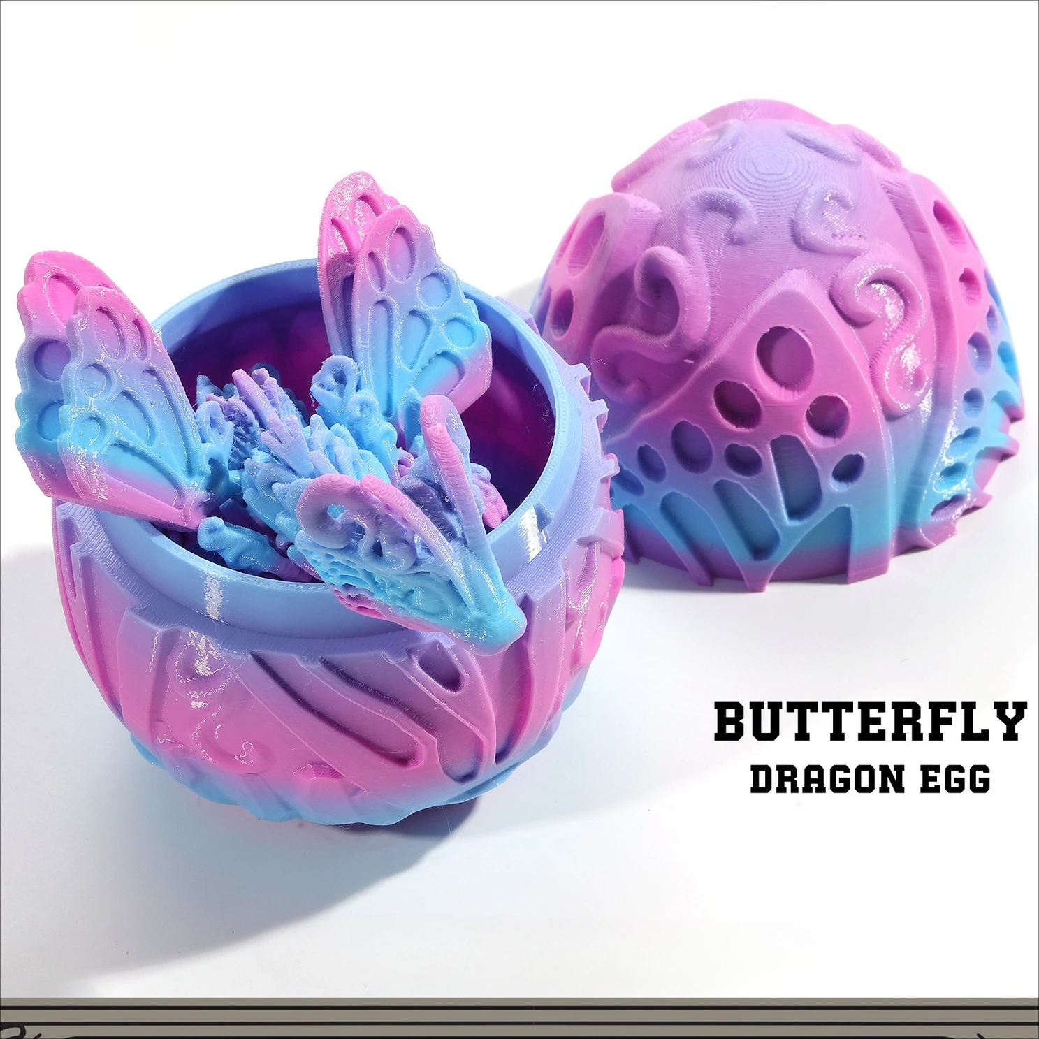 

3D Printed Butterfly Dragon Egg Divine Gift Box Set, Gemstone Dragon Figurine Gift, Colorful Decoration, Creative Trendy Toy