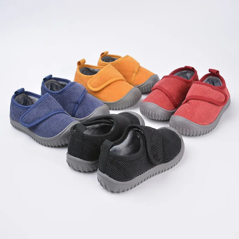 2024 Autumn Winter New Baby Cotton Shoes Boys Anti-slip Warm Shoes Girls Colorful Soft Hook Shoes Children Cotton Flats