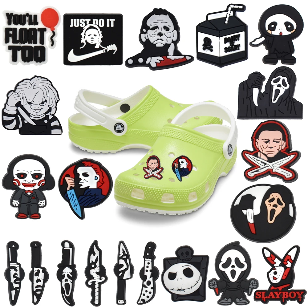 Hot Sales set ghastly 20Pcs PVC All Saints' Day Shoe Charms Multicolor Buckle Clog Shoe Accessories Fit  X-mas Gift