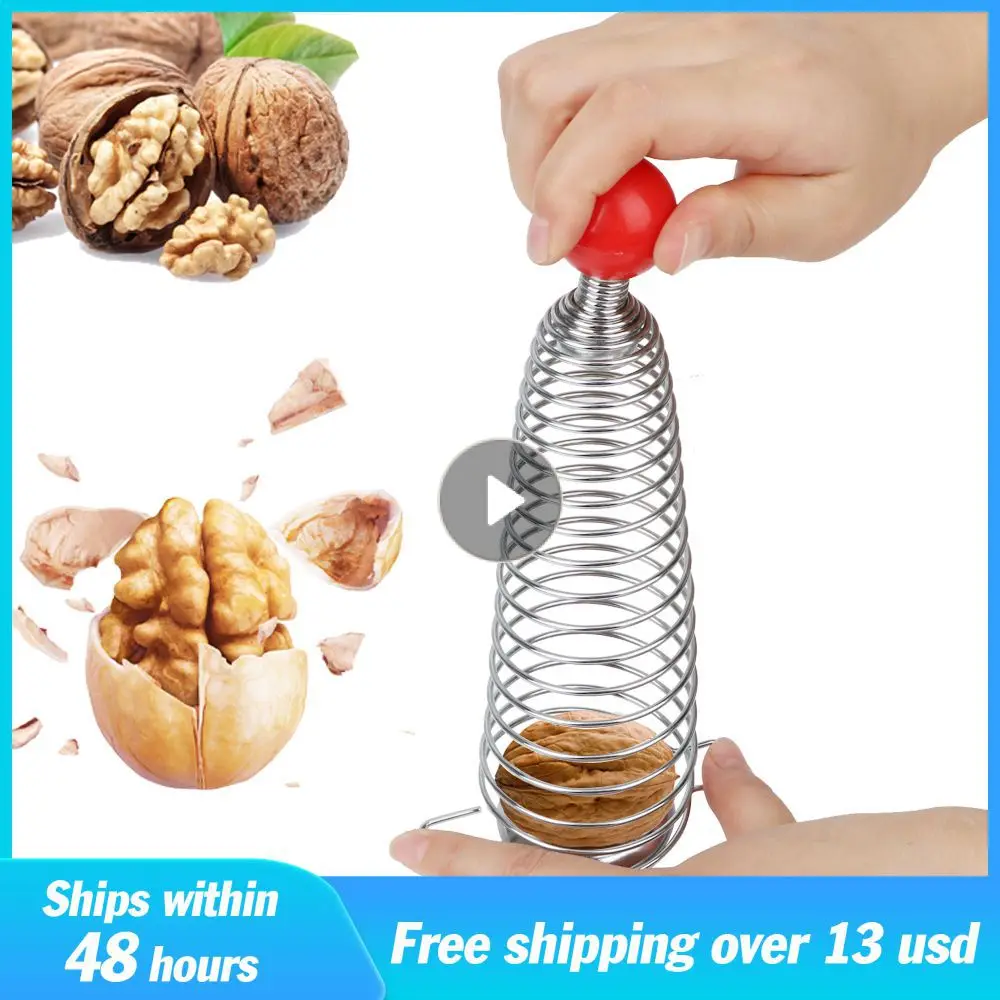 Creative Metal Spring Nutcracker Open Gadget Walnut Artifact Stainless Steel Nut Crackers Open Professional Walnut Tools