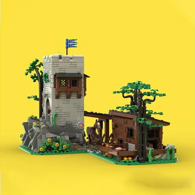 Medieval Castle Model MOC Building Bricks Military Watchtower Modular Technology Gifts Holiday Assemble Children Toys Suit