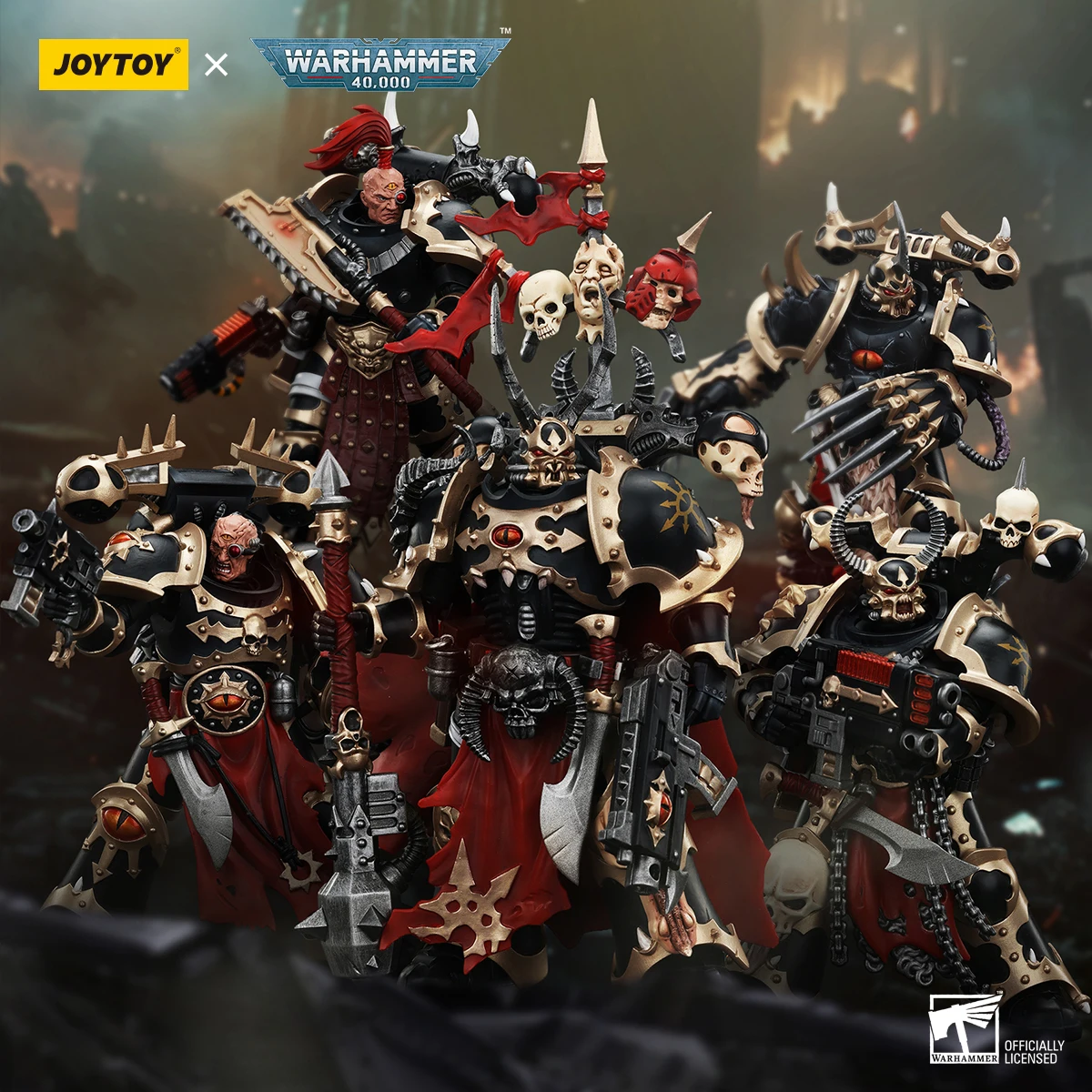 JOYTOY Warhammer 40k الفوضى مشاة البحرية الفضائية عمل الشكل الأسود الفيلق المختار المفاصل المنقولة تمثال جمع نموذج اللعب هدية