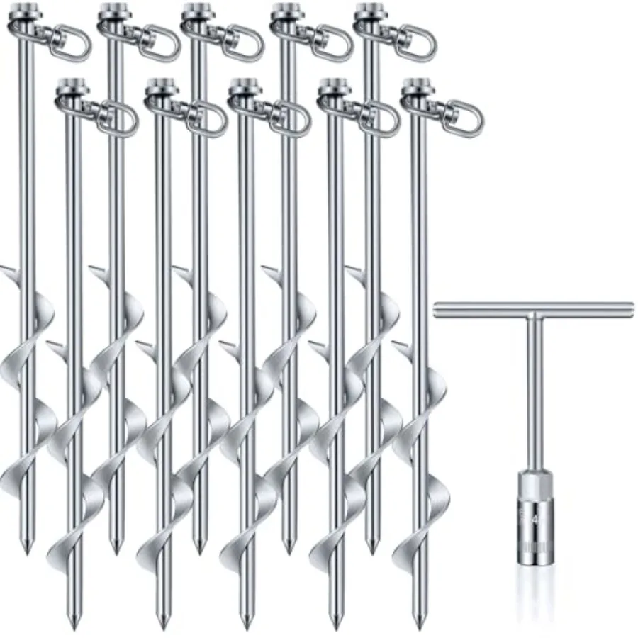 

Комплект из 5 шт. наземных анкеров с Т-образной ручкой и шестигранным ключом, крюк для батута, винтовые анкеры для надувных уличных украшений, аксессуары